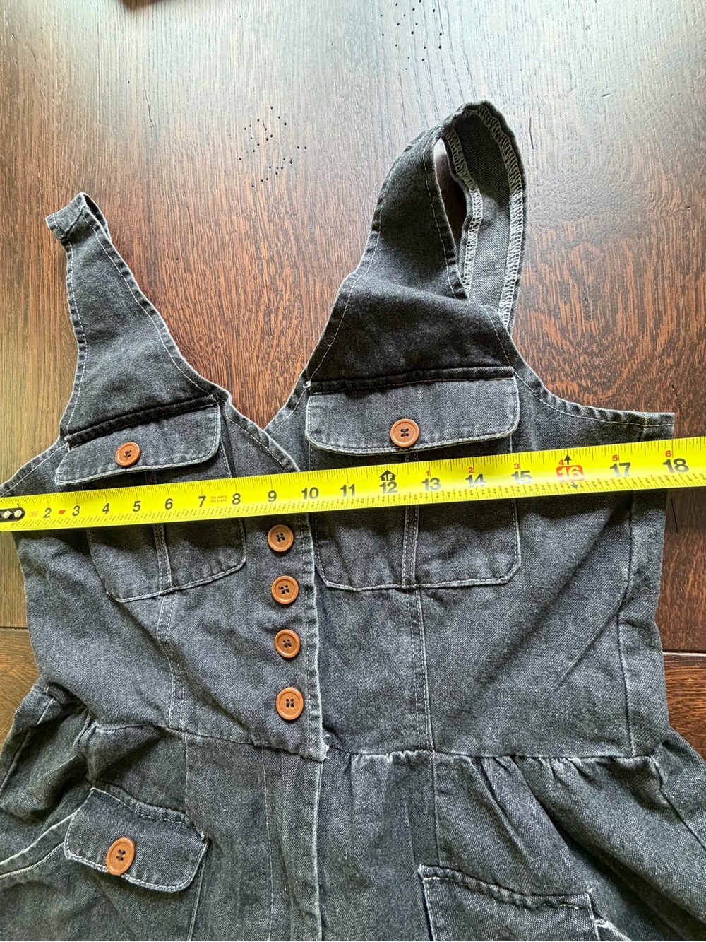 Women's Black Denim Wide-Leg Cropped Overalls Jumpsuit size medium - Picture 6 of 8